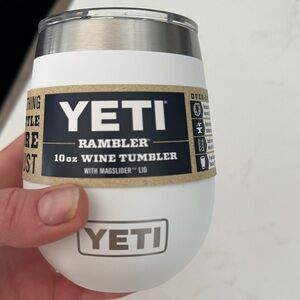 Yeti 10oz Rambler Wine Tumbler in White with Stainless Rim